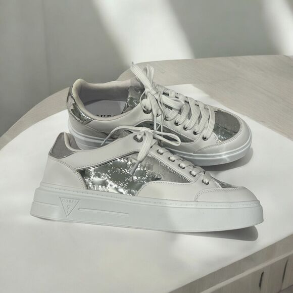 Guess Women’s Shoes Sneaker White / Metalic Size 10 New - Picture 5 of 6